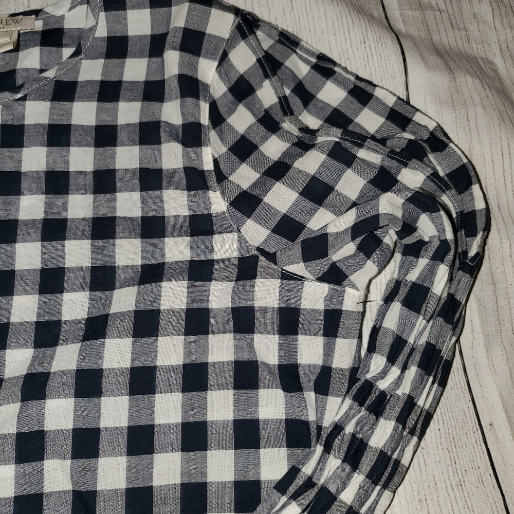 J. Crew Blue and White Plaid Cold Shoulder - Picture 6 of 12